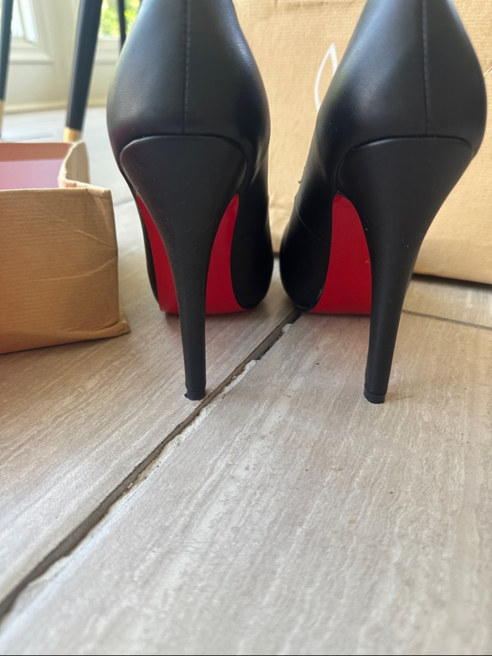 Christian Louboutin Black Leather High Heel Pumps with Red Soles